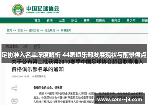 足协准入名单深度解析 44家俱乐部发展现状与前景盘点